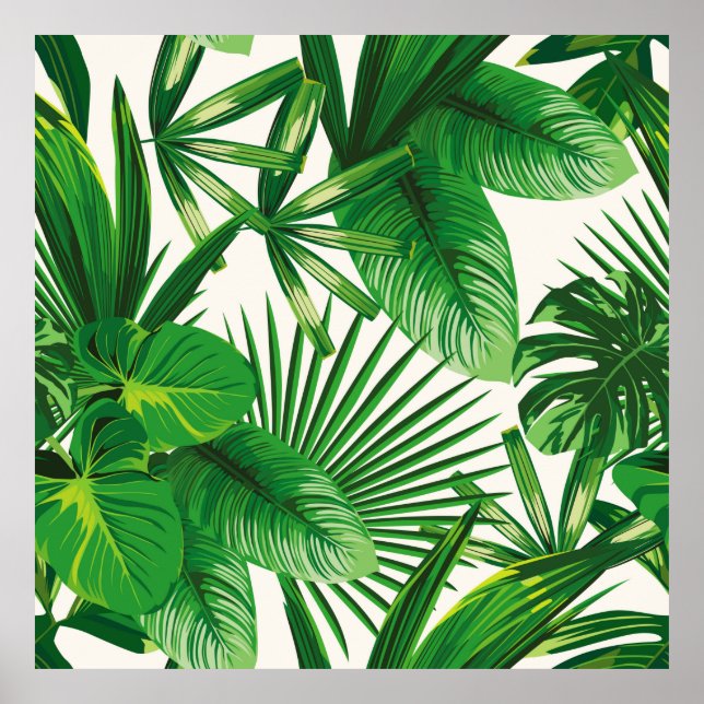 Poster Composition exotique tropicale verte naturelle feu (Devant)