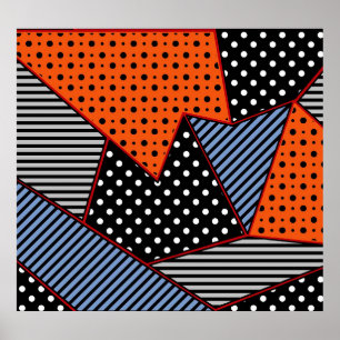 Poster Composition géométrique Abstraite : Bleu orange
