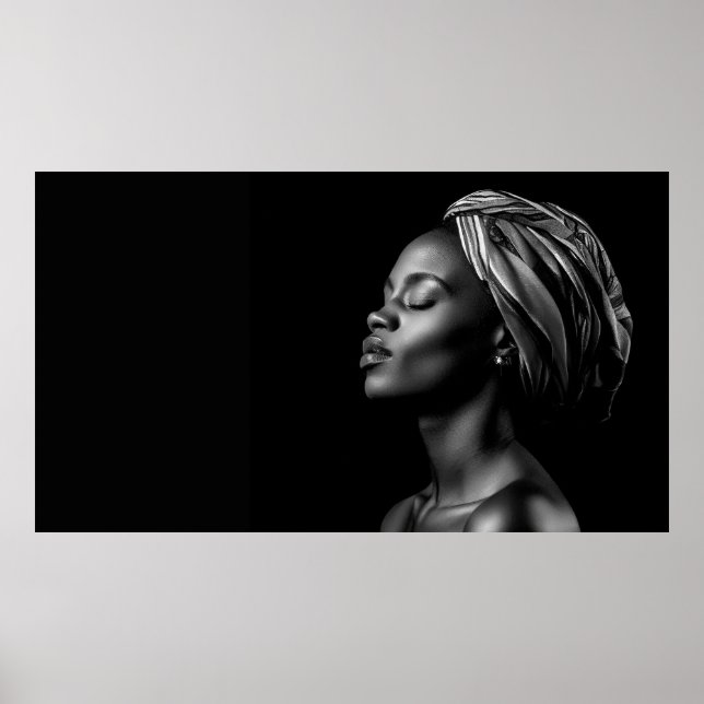 Poster Composition noire et blanche du visage africain (Devant)