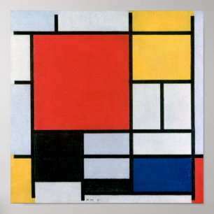Poster Composition Rouge, Jaune, Bleu, Noir Mondriaan