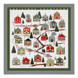 Poster Compte à rebours de Noël Calendrier de l'Avent