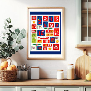 Poster Compte à rebours des fêtes de Noël Calendrier de l