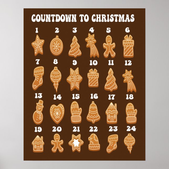 Poster Compte à rebours du calendrier des fêtes de Noël (Devant)