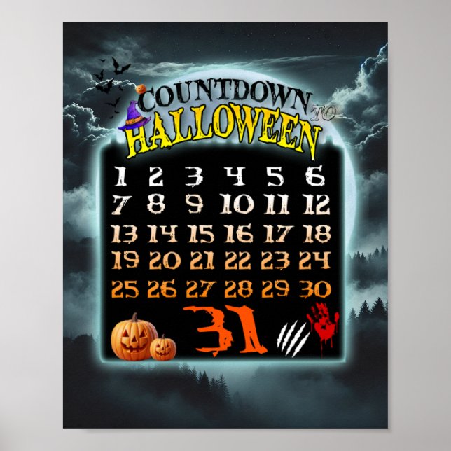 Poster Compte à rebours pour Halloween (Devant)