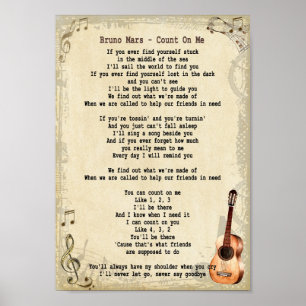 Poster Compter Sur Moi Chanson Lyrique Vintage Mur Art Im