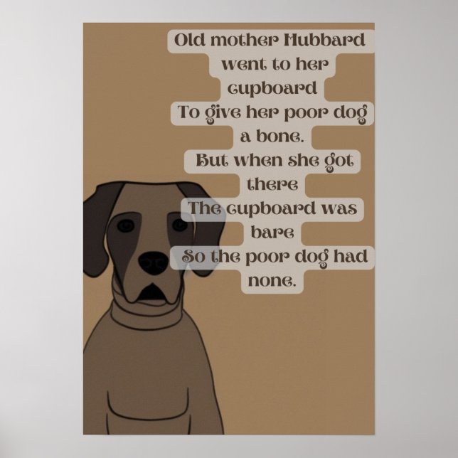 Poster comptine de la vieille mère Hubbard dessin animé a (Devant)