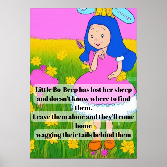 Poster comptine enfantin amusant little bo-peep a perdu  (Devant)