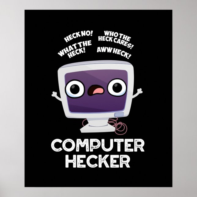 Poster Computer Hecker Funny Hacker Pun Dark BG (Devant)