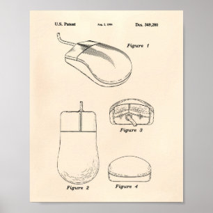 Poster Computer Mouse 1994 Patent Art Old Peper