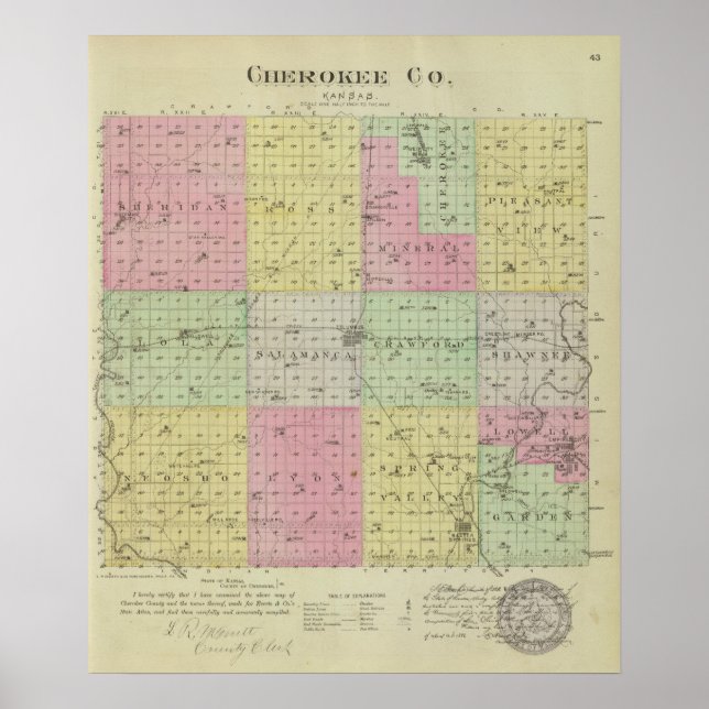 Poster Comté de Cherokee, Kansas (Devant)