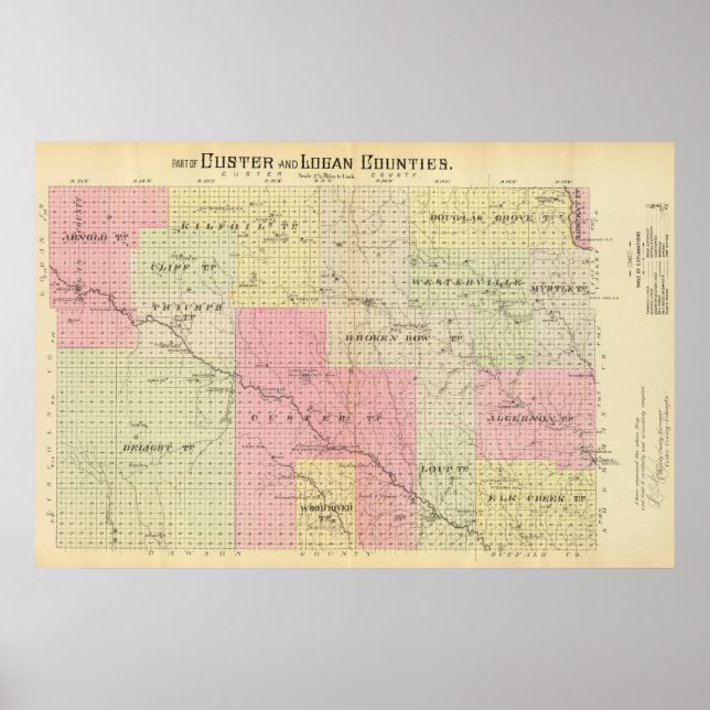 Poster Comté de Custer et Logan, Nebraska (Devant)