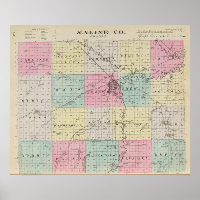 Poster Comté de Saline, Kansas (Devant)