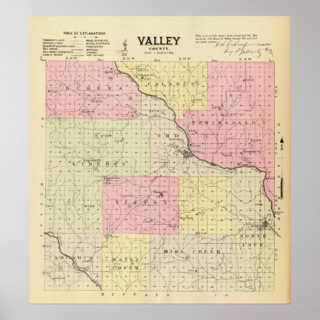 Poster Comté de Valley, Nebraska (Devant)