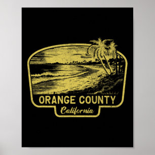 Poster Comté d'Orange Californie Plage Surf Vintage Bleu