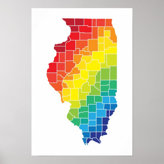 Poster comtés de couleur de l'illinois (Devant)