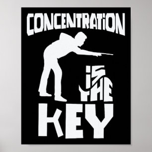 Poster Concentration Est La Clé Funny Pool Billard Focu