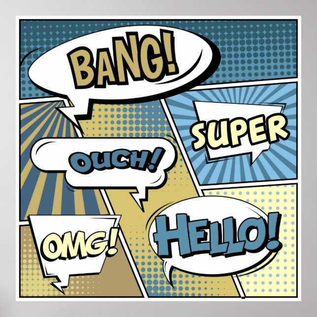 Poster concept créatif Abstrait comic pop art style blan (Devant)
