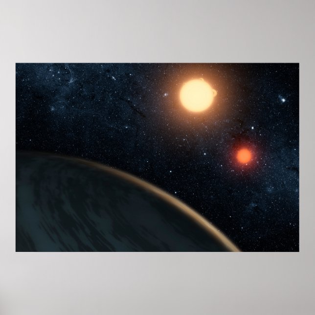 Poster Concept de l'artiste illustrant Kepler-16b. (Devant)