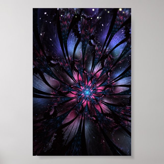 Poster Conception Abstraite des fleurs fractales. (Devant)
