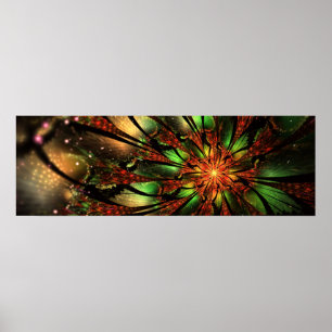 Poster Conception Abstraite des fleurs fractales.