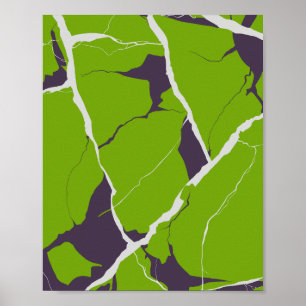 Poster Conception Abstraite d'une Surface Verte Fracturée