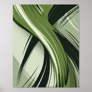 Poster Conception Abstraite dynamique verte