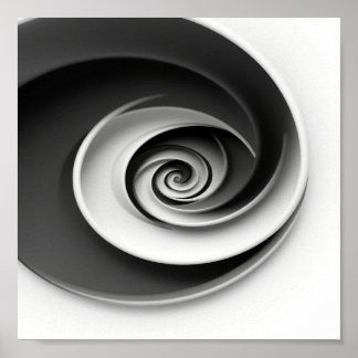 Poster Conception Abstraite Élégante en Spirale Noir et B