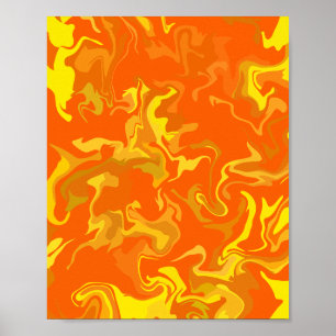 Poster Conception Abstraite fluide avec tons chauds