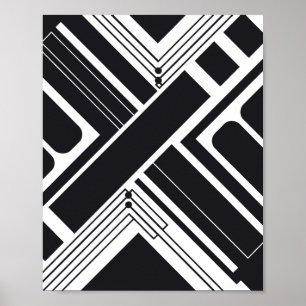 Poster Conception abstraite géométrique en noir et blanc