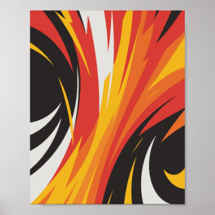 Poster Conception abstraite rouge, orange et jaune