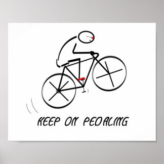 Poster Conception amusante Bicycliste avec texte "Keep On