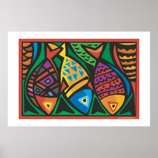Poster Conception artistique abstraite de poissons (Devant)