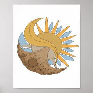 Poster Conception audacieuse argentée SOLEIL ET LUNE