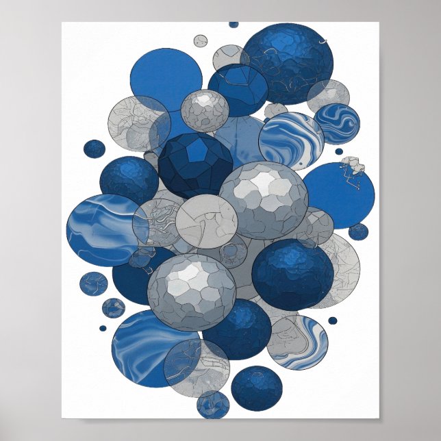 Poster Conception Boules Grises Bleues et Blanches Modern (Devant)