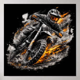 Poster Conception d'action de moto cross Dirt Bike Blaze