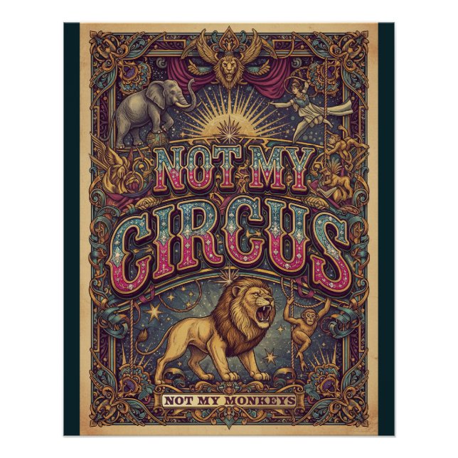 Poster Conception d'affiche – Pas Mon Cirque – Lions & Él (Devant)