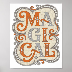 Poster Conception d'affirmation MAGIQUE Orange Gras