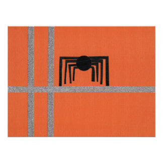 Poster Conception d'araignée géométrique noir et orange
