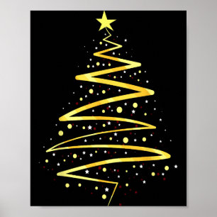 Poster Conception d'arbre de Noël de couleur or