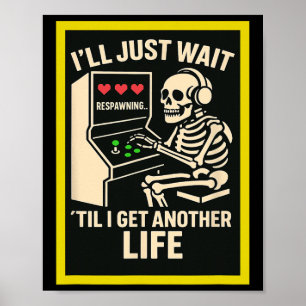 Poster Conception d'arcade de joueur de squelette – Jeux 