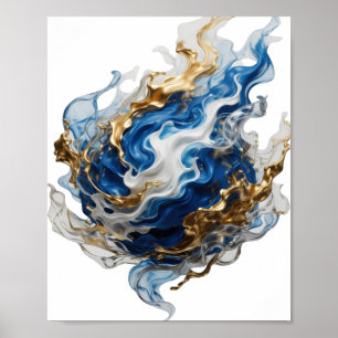 Poster Conception d'art abstrait argenté classique