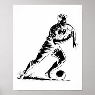 Poster Conception d'art pixel de balle de football en mou