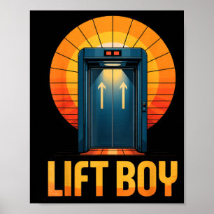 Poster Conception d'ascenseur rétro Lift Boy Design drôle