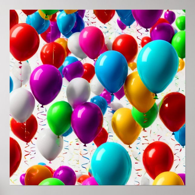 Poster Conception de ballons de fête coloré (Devant)