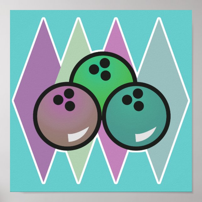 Poster conception de boules de bowling rétro (Devant)