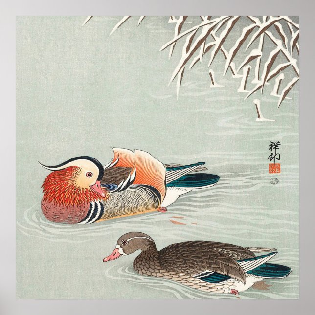 Poster Conception de canard Mandarin en couple | Cadeau d (Devant)