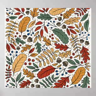 Poster Conception de Carré feuille couleur automne