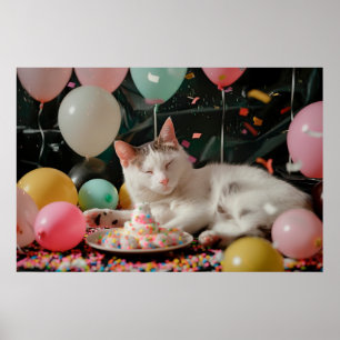 Poster Conception de célébration d'anniversaire de chat a