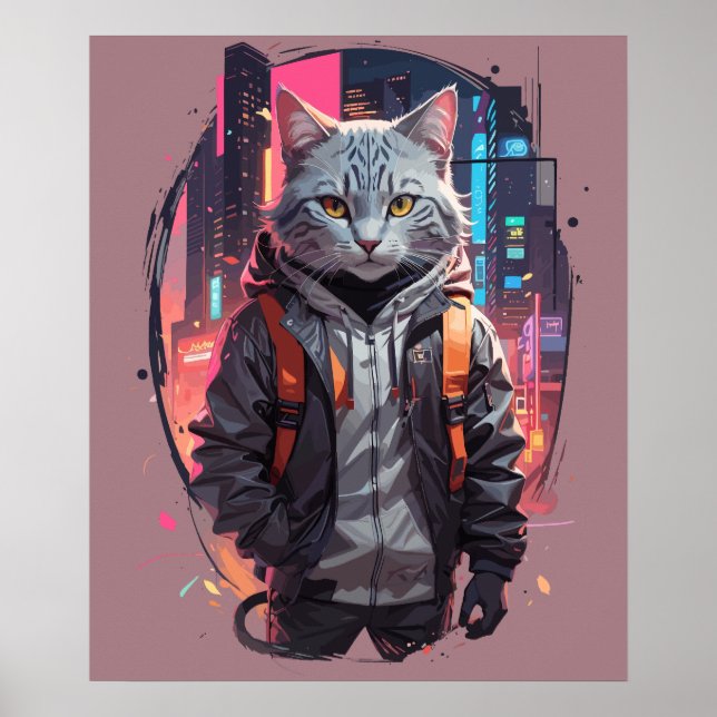 Poster Conception de chat de rue urbaine (Devant)