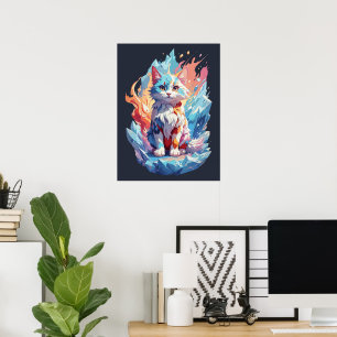 Poster Conception de chat en cristal mignon Imaginaire